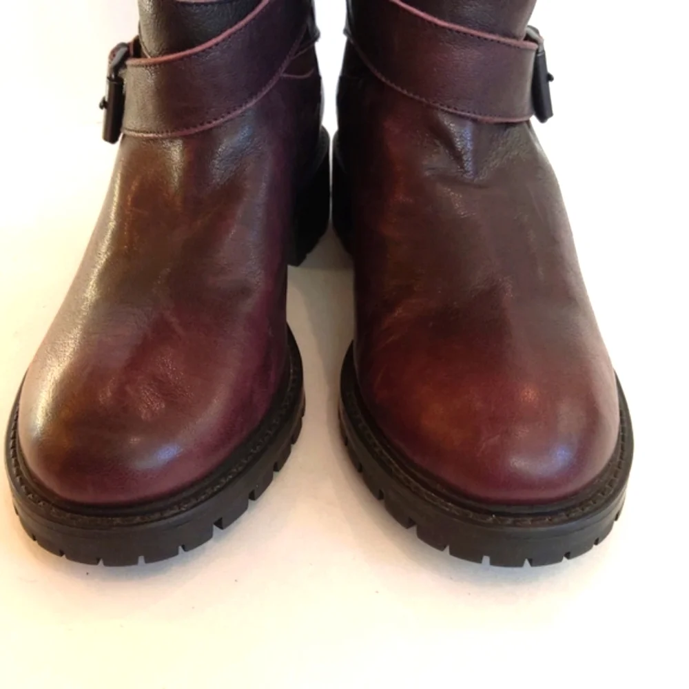 Ross & snow Emilina weatherproof shearling winter moto boots Lug Sole
